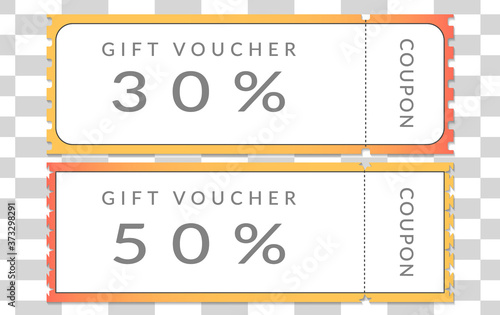 discount coupons, 30% discount tickets and 50% special offers on special days, with an abstract background.