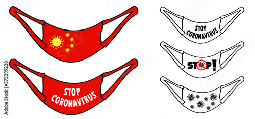 Stop coronavirus epidemic, bacteria cell. ( Covid-19 2019-nCoV, Covid-2019 ) Corona virus, mouth cap.Stay at home, stay safe, lockdown. Social distancing Face mask. Self quarantine concept. Mouthcap