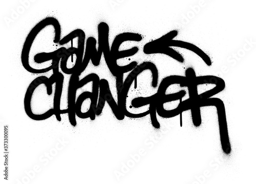 graffiti game changer text sprayed in black over white