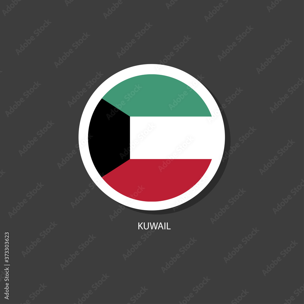 Kuwait flag Vector circle with flags.