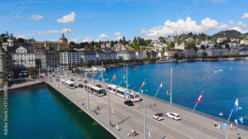 Traffic in the city of Lucerne in Switzerland - travel photography