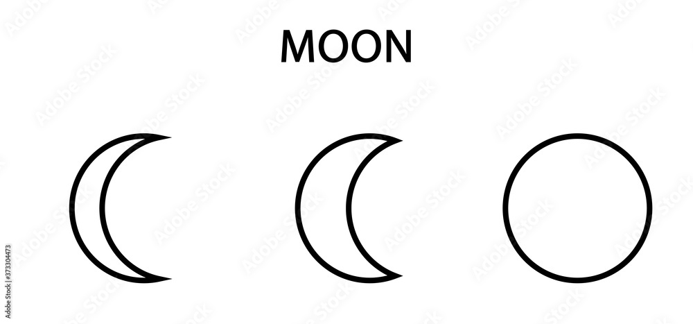 Icono de Luna. Luna llena y media luna. Ilustración vectorial - obrazy, fototapety, plakaty 
