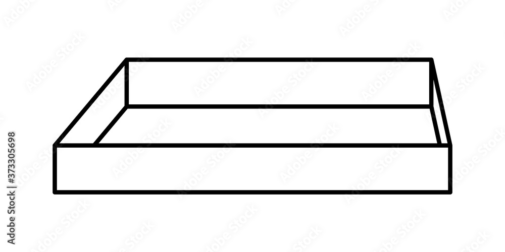 LINEAR DRAWING OF A KITCHEN BAKING TRAY ON A WHITE BACKGROUND LINEAR DRAWING OF A KITCHEN BAKING TRAY ON A WHITE BACKGROUND