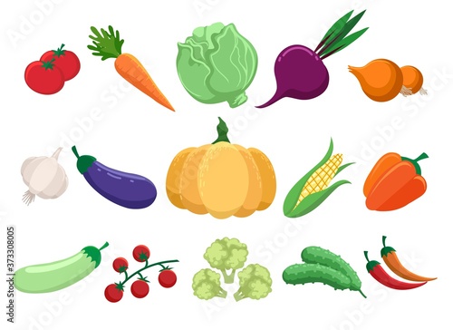 Cartoon farm vegetables set
