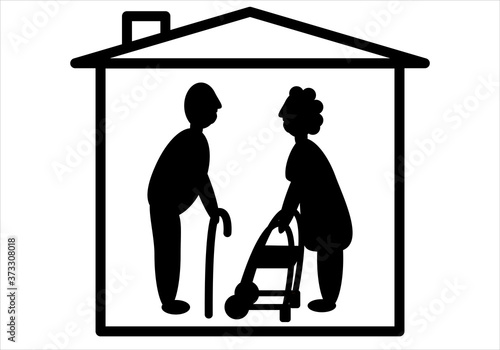Icono de residencias de ancianos sobre fondo blanco