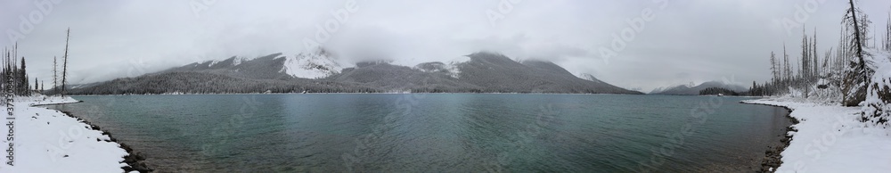 Maligne lake in winter Maligne lake in winter
