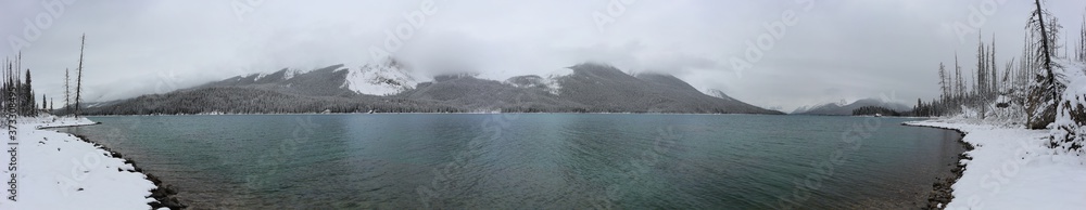 Maligne lake in winter