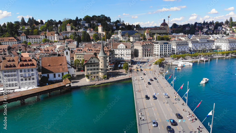 Traffic in the city of Lucerne in Switzerland - travel photography