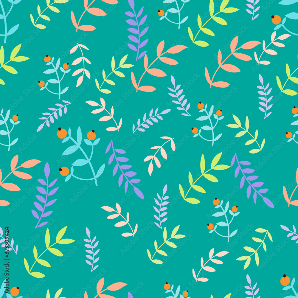 Seamless pattern of exotic hand-drawn plants, design backgrounds, vector illustration