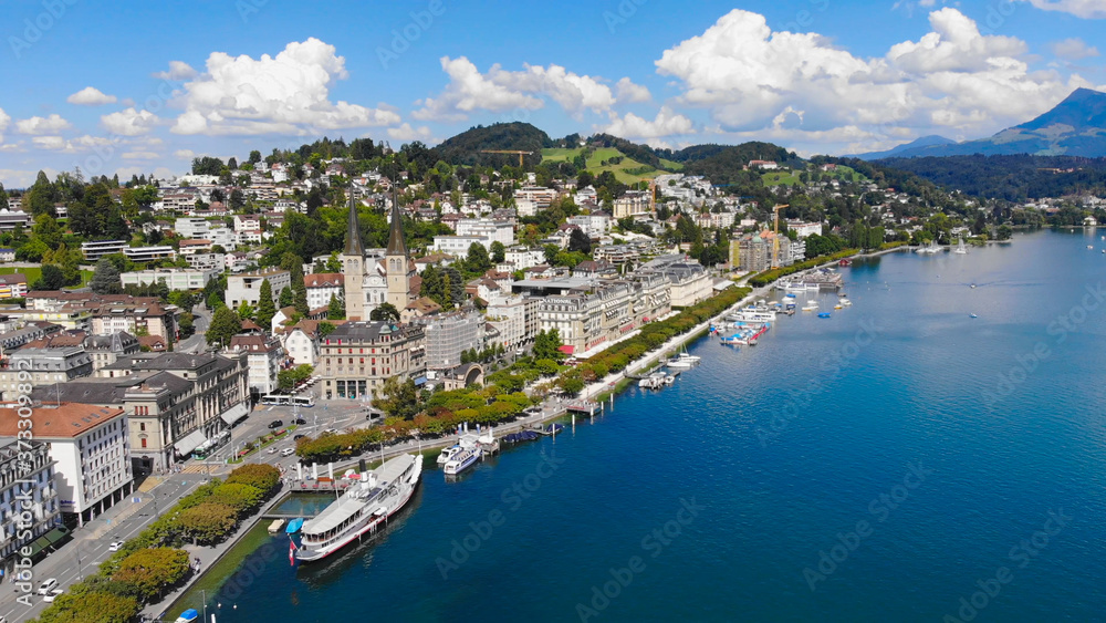 The lakefront of Lake Lucerne in Switzerland - travel photography