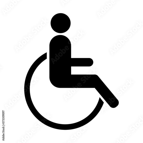 Black symbol for handicapped against a white background