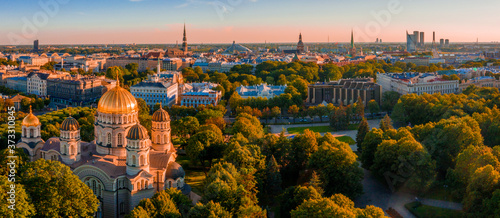 Aerial view of the cathedral of the Nativity of Christ in Riga, Latvia