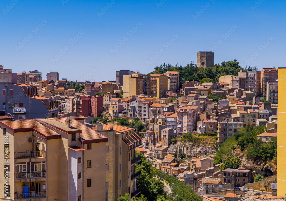 Panoramic view of the city of Enna in central Sicily, Italy