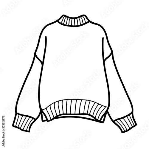 telly winter knit wool sweater. Cozy winter clothing. Design for postcards, packages and printing. Hand drawn vector illustration in Doodle style