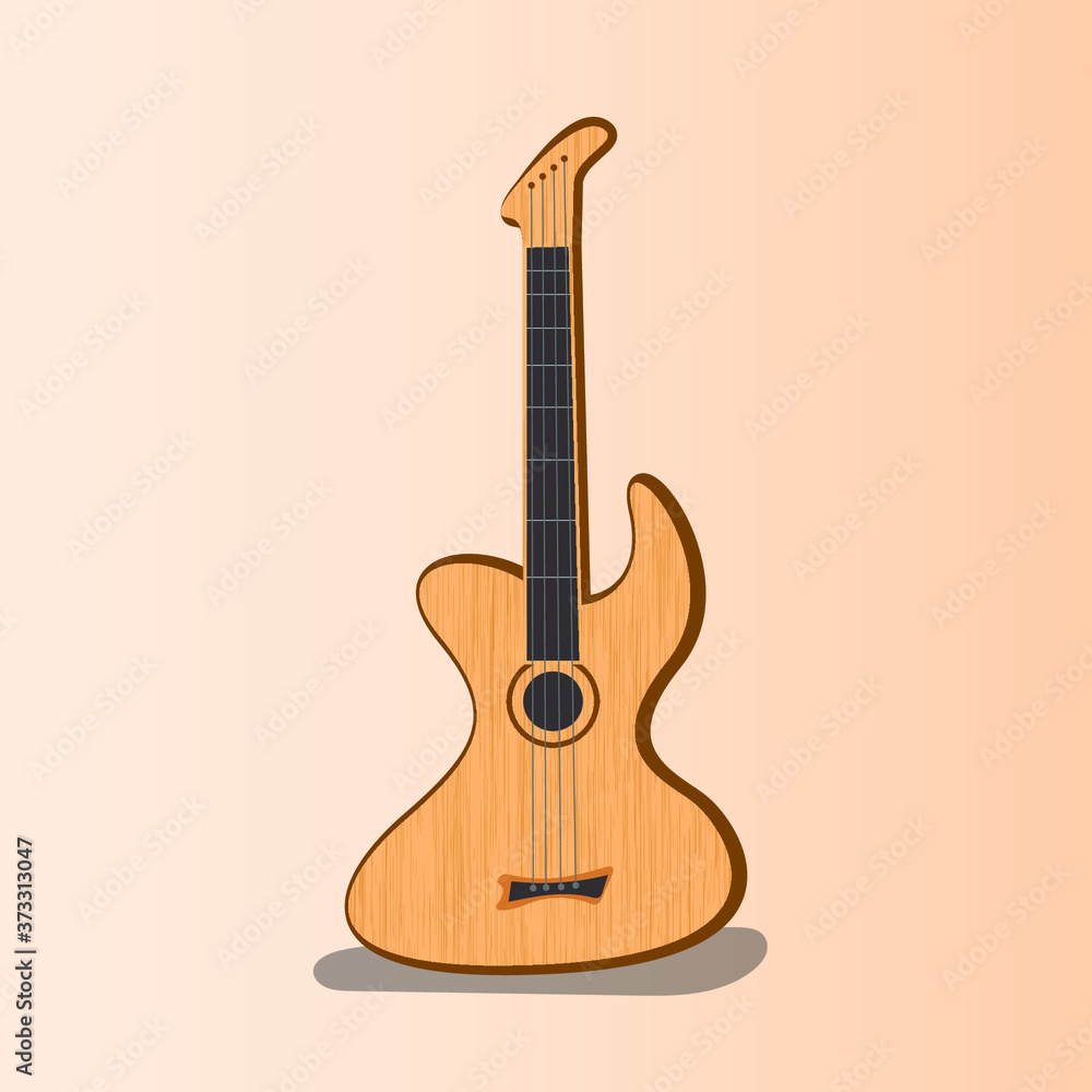 Obraz premium Wooden Guitar, Music Instrument, Guitar Illustration, Guitar Vector