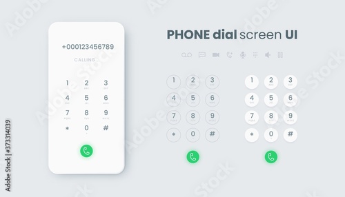 Smartphone dial. Realistic phone number pad, call screen UI with keypad and dial buttons. Vector isolated illustration touchscreen telephone interface