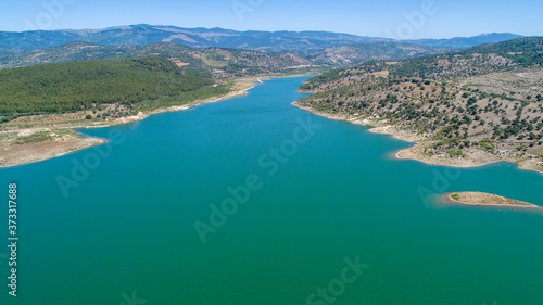 Aerial View blue lake and baragge Landscape © lucid_dream