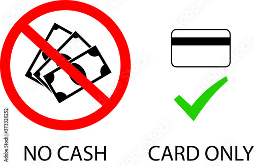 No cash, only card payment option sign.
Simple and easily understandable vector sign symbol icon. Money payment theme.