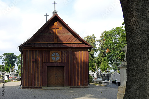 a wooden Catholic cemetery chapel dedicated to Saint Sophia built in 1830 in the city of Ostrów Mazowiecka in Masovia in Poland photo