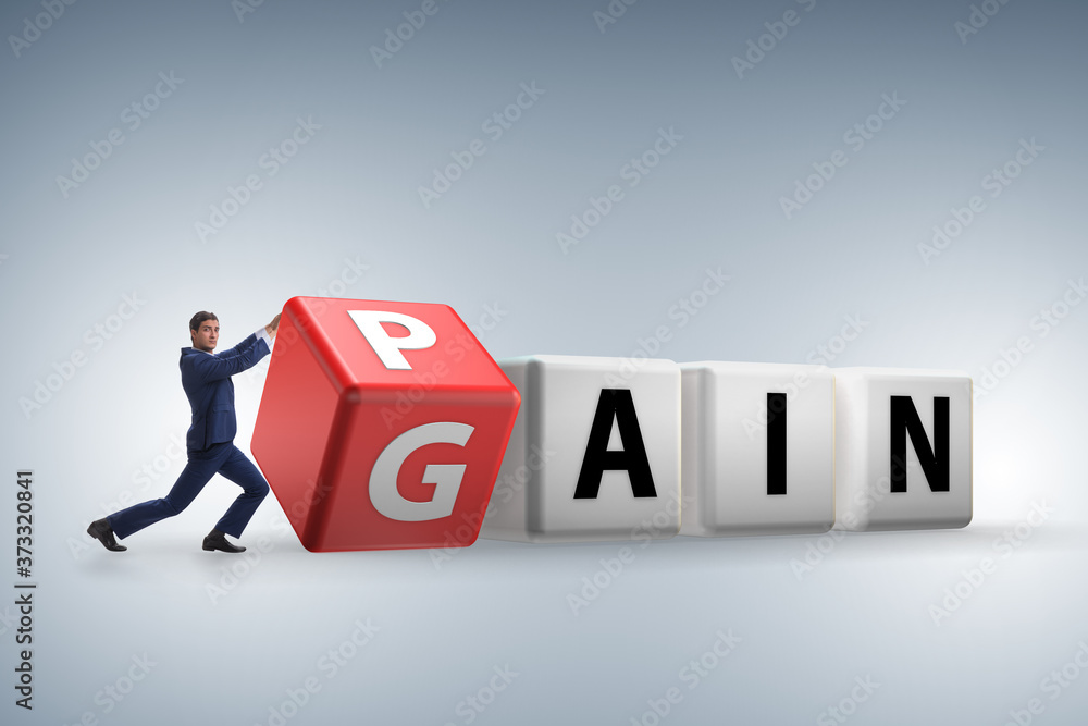 No pain no gain concept with businessman No pain no gain concept with businessman