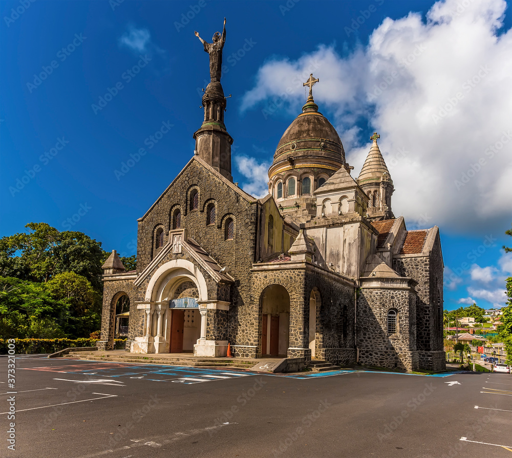 A view towards the right-hand side of Balata cathedral in Martinique