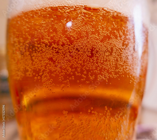 air bubbles in a glass of beer