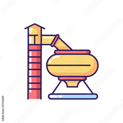 Bowl waterslide RGB color icon. Active water park recreation. Summertime entertainment activity. Aquapark slide type, fun attraction. Isolated vector illustration