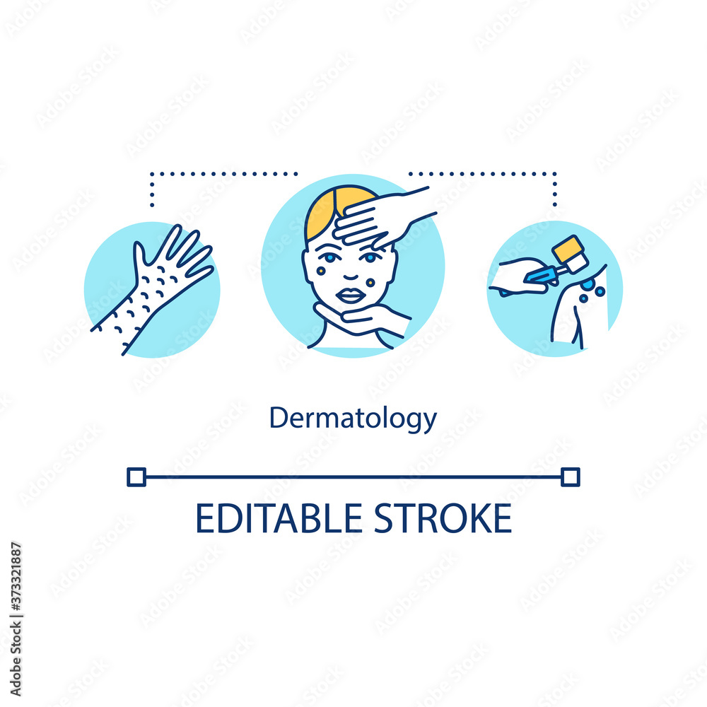 Dermatology concept icon. Skin infections and eczemas. Cosmetic ...