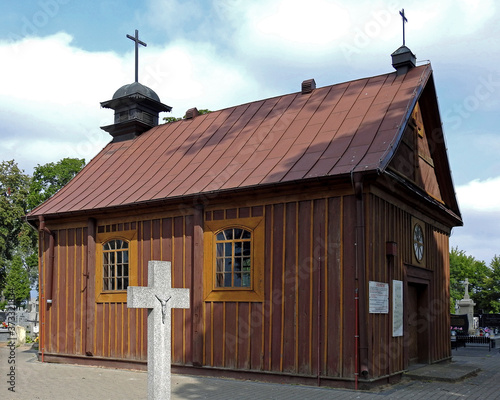 a wooden Catholic cemetery chapel dedicated to Saint Sophia built in 1830 in the city of Ostrów Mazowiecka in Masovia in Poland photo