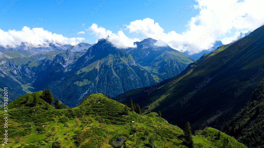 Wonderful spot for vacation in the Swiss Alps - aerial view - travel photography Wonderful spot for vacation in the Swiss Alps - aerial view - travel photography