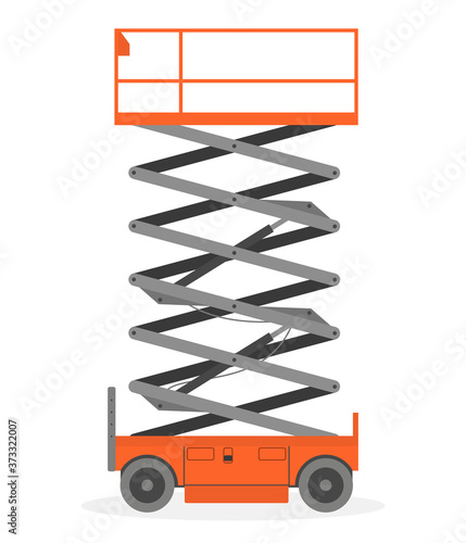 Scissors lift platform, isolated on white background.
