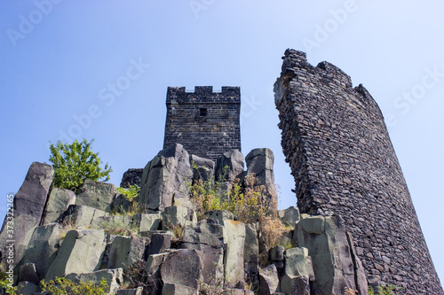 Ruines of hazmburk castle, view on the white tower photo