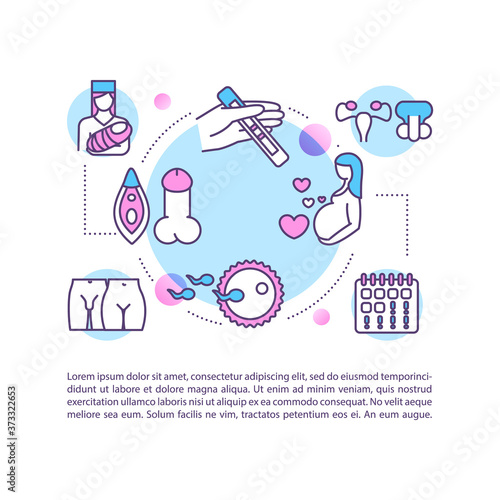 Reproductive health concept icon with text. Sexual education PPT page vector template. Human physiology and childbirth brochure, magazine, booklet design element with linear illustrations