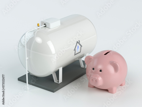 Gas Tank and piggy bank - saving concept, 3d illustration