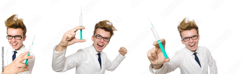 Funny doctor isolated on white Funny doctor isolated on white