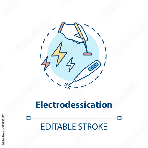 Electrodessication concept icon. Skin laser procedures. Curettage. Health care. Skin tag removal idea thin line illustration. Vector isolated outline RGB color drawing. Editable stroke