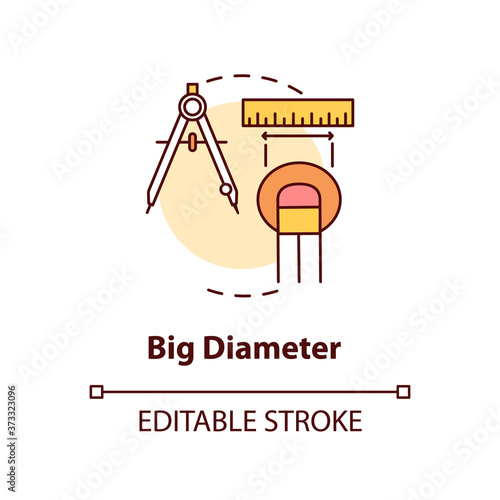 Big diameter concept icon. Warning symptomes. Skin care. Self examination. Large moles in diameter idea thin line illustration. Vector isolated outline RGB color drawing. Editable stroke