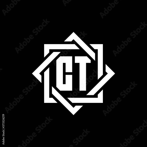 CT monogram logo with abstract square around