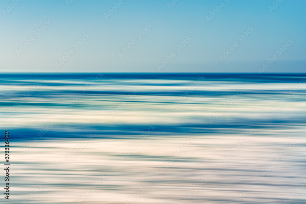 Fototapeta premium Seascape abstract background, motion blur, light blue colors