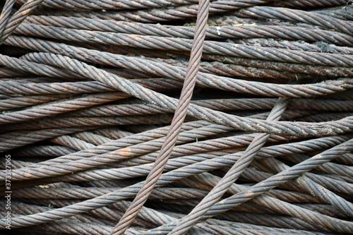 Steel cable used in logging industry. photo