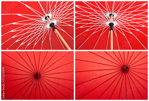 Fragments of red umbrella