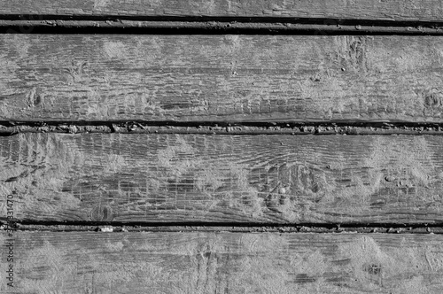 Light old dirty wooden block with pronounced texture. Vintage background, top view. Area to insert text