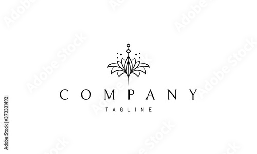 Vector logo on which an abstract image of a blooming lotus flower.