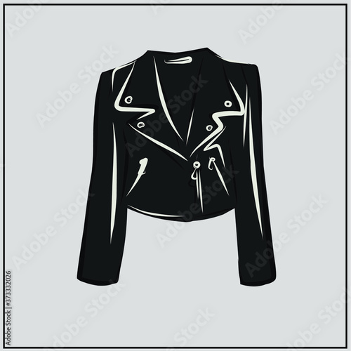 Jacket made of eco-leather. Vegan. Faux leather. Oversized. Fashion. Basic wardrobe minimalist. Autumn clothing. Set. Isolated vector object.