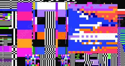 Abstract pixelated background with flickers and datamoshing effect. Vaporwave and cyberpunk style aesthetics.