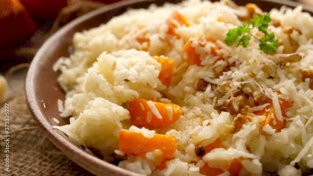 risotto with pumpkin, cream and parmesan risotto with pumpkin, cream and parmesan