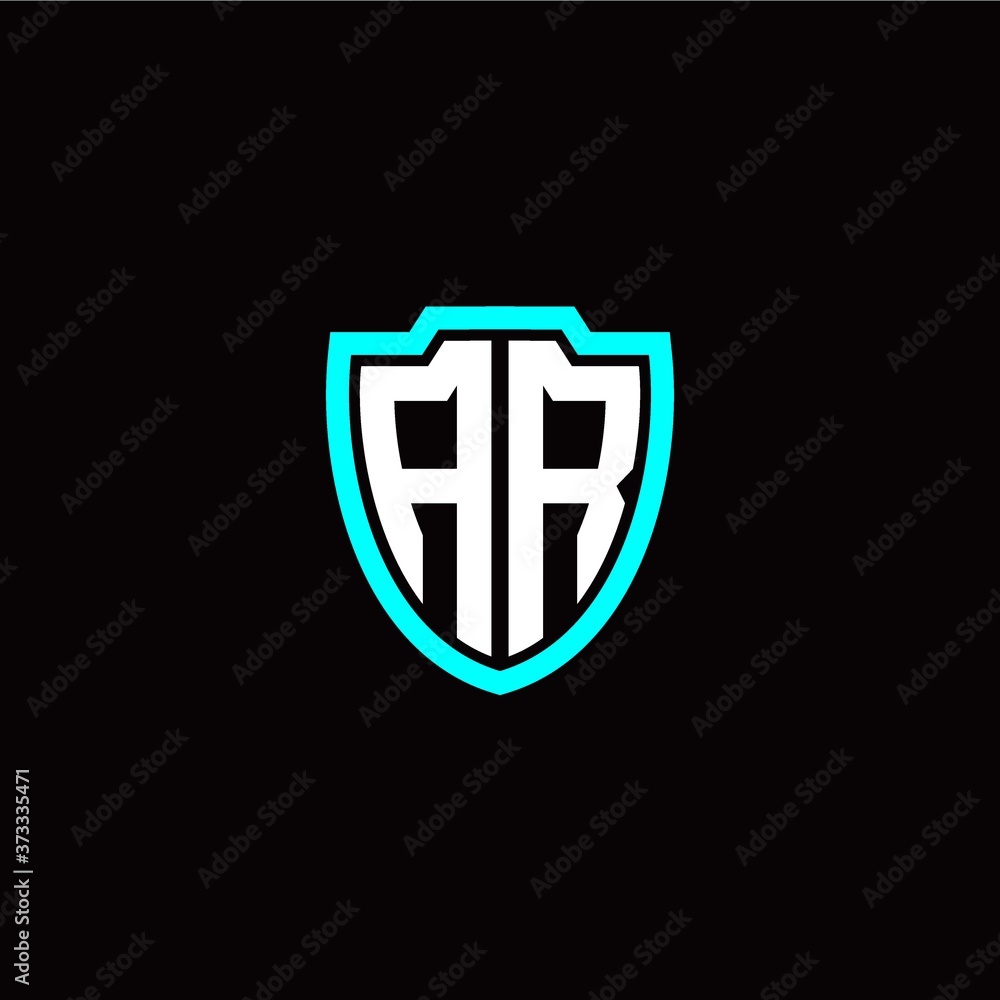 Obraz premium Initial A R letter with shield modern style logo template vector