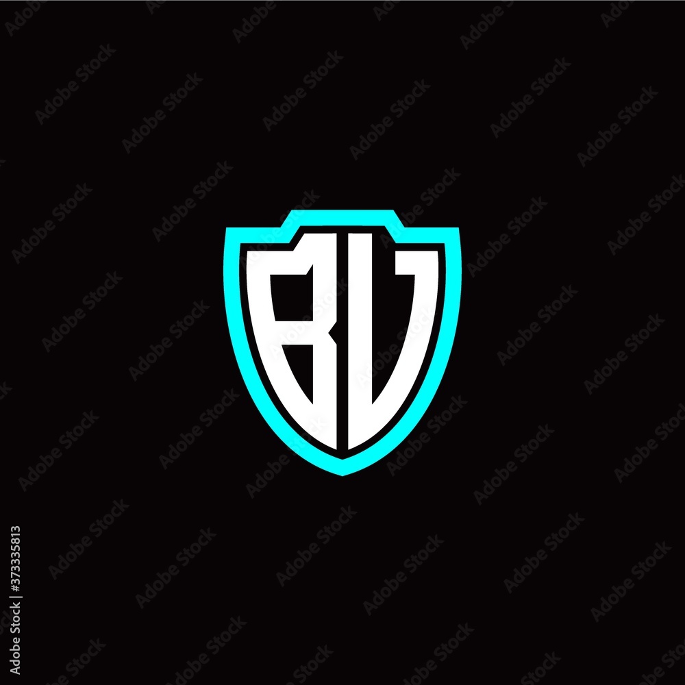 Initial B V letter with shield modern style logo template vector Initial B V letter with shield modern style logo template vector