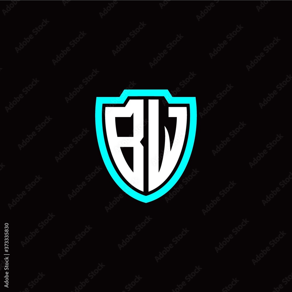 Initial B W letter with shield modern style logo template vector Initial B W letter with shield modern style logo template vector
