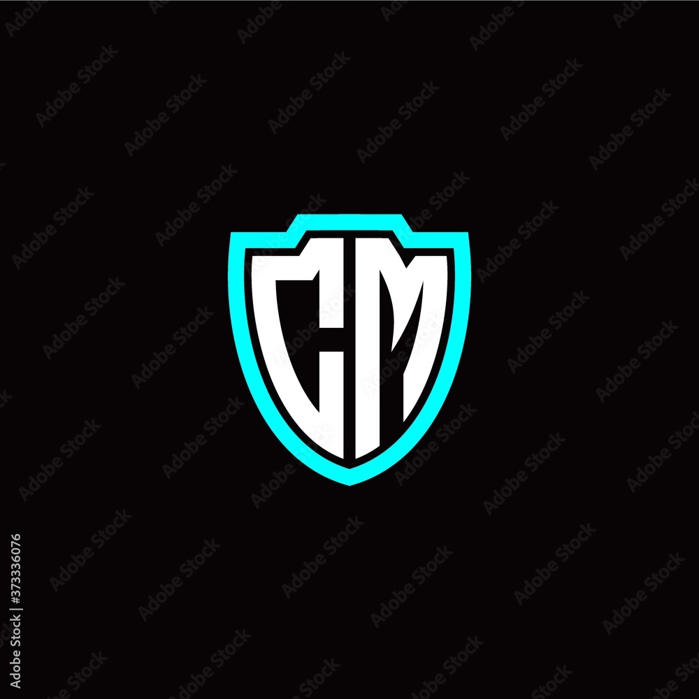 Initial C M letter with shield modern style logo template vector Initial C M letter with shield modern style logo template vector